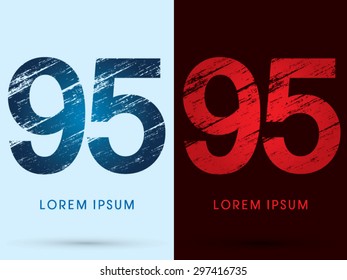 95 ,Font Cool and Hot, Ice and Fire, grunge destroy, graphic vector.