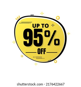 95% Get off sale. Promotion banner yellow. Discount offer price sign. Special offer symbol. vector illustration