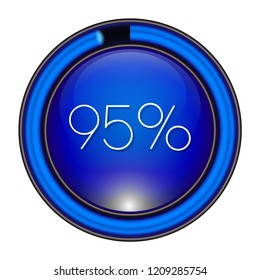 95% Glass blue  Vector loader progress button. step by step zero to hundred. 3D high quality premium well aligned graphic