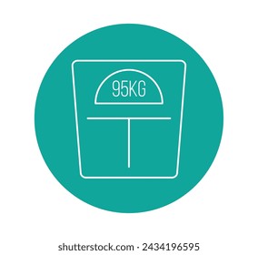 95 kg scale. Floor scale vector, concept measuring body weight. Health and care isolated on white background