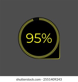 95% Loading. Ui Diagram vector. Download progress icon. Circle diagram interface. Ninety five percent downloading.