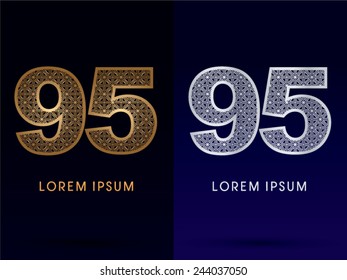 95 ,Luxury font ,gold and diamond, logo, symbol, icon, graphic, vector .