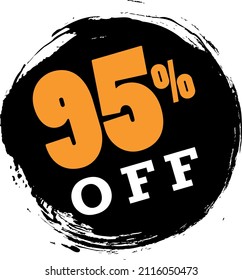 95% noventa y cinco por ciento fuera de etiqueta venta negro friday círculo brushtrazo negro