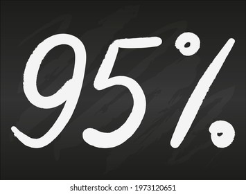95 ninety five percent sign on black chalkboard Simple vector illustration