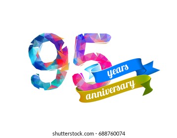 95, ninety five, years anniversary. Vector triangular digits