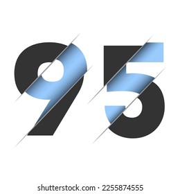 95 number cut design for decorative design. 3d art wallpaper. Vintage vector ornament template.