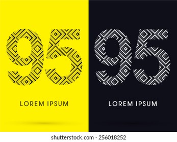 95 ,Number ,Luxury font, designed using black and white line square geometric shape, logo, symbol, icon, graphic, vector.