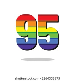 95 Number Rainbow Color Logo Design Template Inspiration, Vector Illustration.