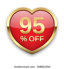 95% off golden badge, vector.