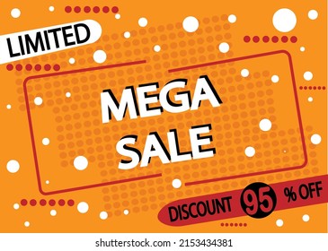 95% off mega sale. Vector decorated for sales and promotions in stores