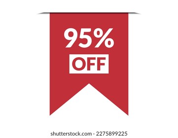 95% off red banner design vector illustration