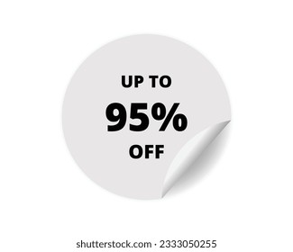 95 % off round sticker sign. 95 % off circle sticker banner, badge symbol vector illustration
