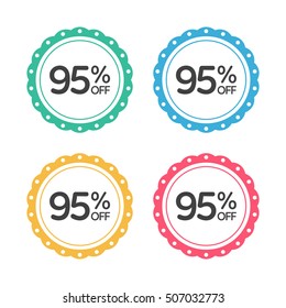95% off. Sale and discount price badge sticker.