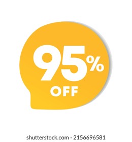 95% off. For sales, price discounts. Offers, promotions, outlet, retail, stores. Use in social media, banner, poster.