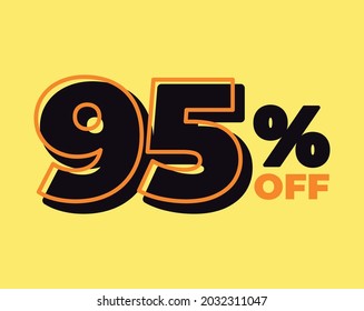 95% fuera de la etiqueta noventa y cinco descuento venta de viernes negro carta de fondo amarillo