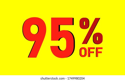 95% OFF text on yellow background