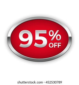95% off vector badge, silver
