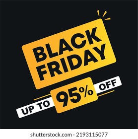 95% off. Vector illustration Black Friday sales. Campaign for stores, retail. Social media banner promo.