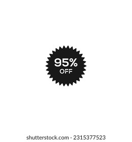 95% off.Sale and discount price sign or icon.Sales design template. Shopping and low price symbol. Vector illustration.95% off typography sale gift.Friday design template isolated on white background.