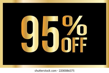 95 percent discount. Golden numbers with black background. Banner for shopping, print, web, sale illustration