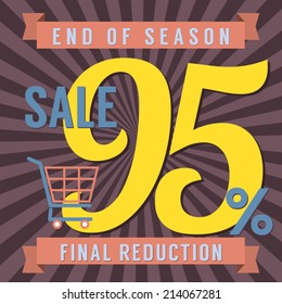 95 Percent End of Season Sale Vector Illustration