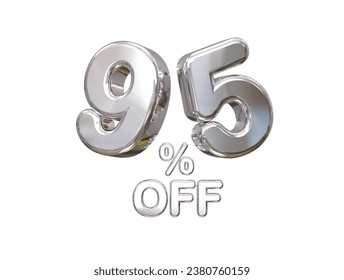 95 percent off discount sale 3d rendering text illustration