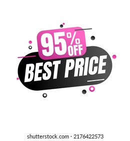 95% percent off (offer), best price, pink and black design, super discount online, vector illustration