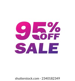 95 percent price off icon, label or tag for sale. Discount badge or sticker design
