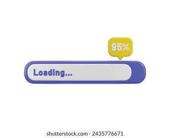 95 percent progress of loading bar icon 3d rendering vector illustration