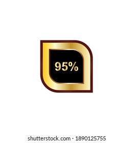 95 percent sign vector design with gold gradient color