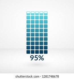 95 percent square chart isolated symbol. Percentage vector element. Infographic diagram sign. Business illustration, icon for marketing project, stock exchange, finance, report, web, downloading