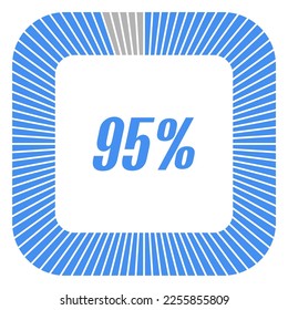 95 percent square shape percentage diagram for infographics,documents or reports. vector.