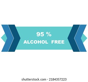 95% percentage alcohol free fantastic rectangle shape design element vector illustration for label promo sign isolated on white background with fantastic font and blue color 