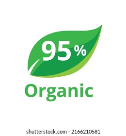 95% percentage organic product leaf shape vector art illustration with fantastic graphic svg