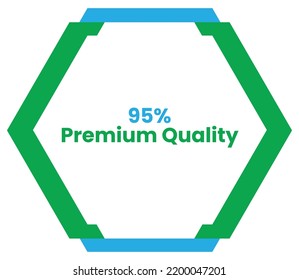 95% Premium Quality Label Sign for product vector art illustration with stylish font and blue green color