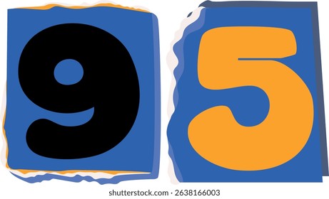 95 Retro torn paper number Design art