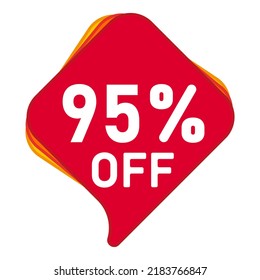 95% Sale Discount banner geometric vector sale sticker. Discount offer price tag.