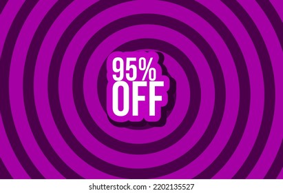 95% Sale Off Banner Discount Illustration Business Vector Purple Spiral White Bebas