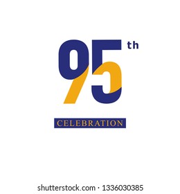 95 th Anniversary Celebration Orange Blue Vector Template Design Illustration