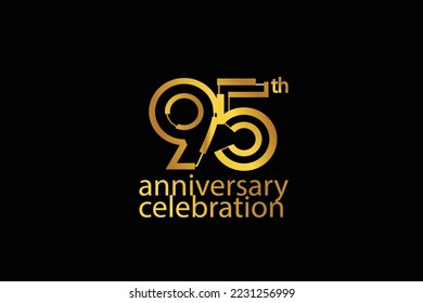 95 year anniversary celebration abstract style logotype. anniversary with gold color isolated on black background, vector design for celebration vector svg
