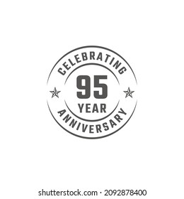 95 Year Anniversary Celebration Emblem Badge with Gray Color for Celebration Event, Wedding, Greeting card, and Invitation Isolated on White Background svg