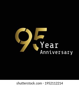 95 Year Anniversary Celebration Gold Background Color Vector Template Design Illustration