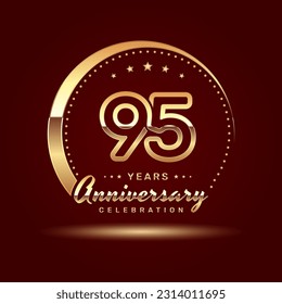 95 year anniversary celebration logo design with a number and golden ring concept, logo vector template