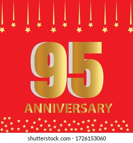 Celebración del 95 aniversario, diseño vectorial para celebraciones, tarjetas de invitación y tarjetas de felicitación
