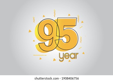 95 year anniversary celebration Yellow Colors Comical Design logotype. anniversary logo isolated on White background, vector Horizontal number design for celebration - vector svg