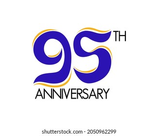 95 year anniversary logo design. 95th celebration number vector. Fun, holiday, age, banner, event, party