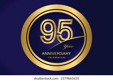 95 Year Anniversary Logo, Golden Color, Vector Template Design element for birthday, invitation, wedding, jubilee and greeting card illustration. svg