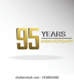 95 Year Anniversary Logo Vector Template Design Illustration gold and white