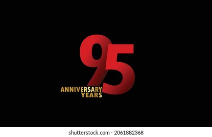 95 year anniversary red color, minimalist logo years, jubilee, greeting card. invitation on Grey background - Vector svg
