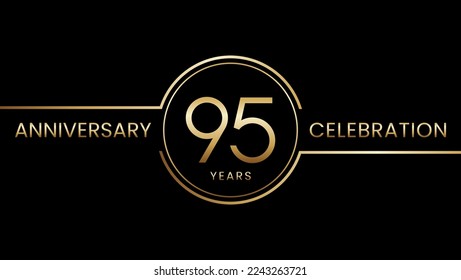 95 year anniversary. Anniversary template design with golden ring. Logo Vector Illustration svg